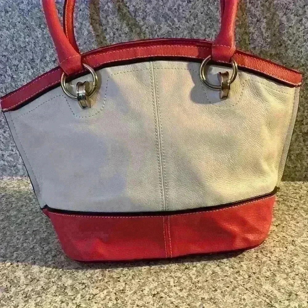 Tignanello pink and white satchel bag
